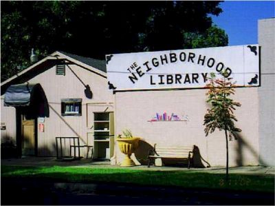 1310 Allen 2004
A philanthropic endeavor begun by Berlene Milburn in space donated by Ralph Watterson, a 501c(3) organization with donated books, computers, and time as The Neighborhood Library.
